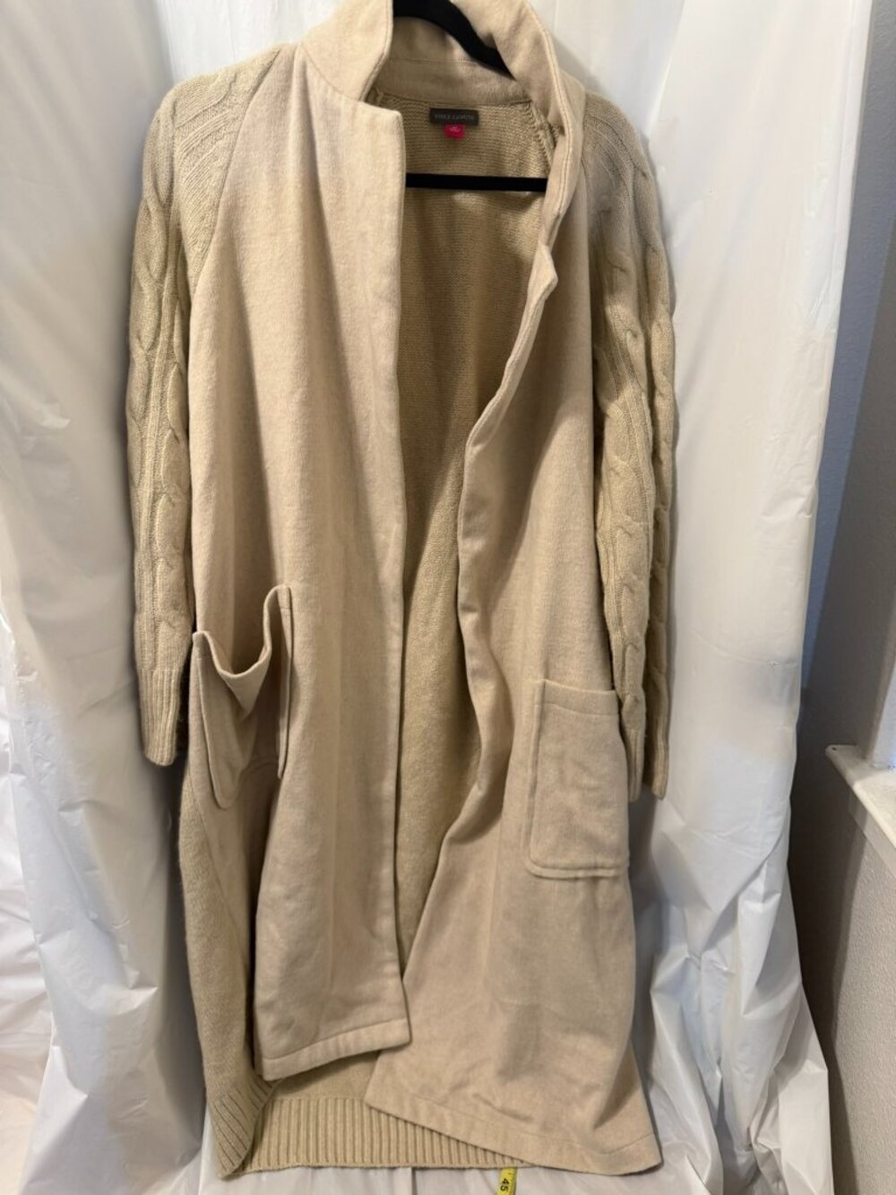 Vince Camuto Cream Cable Knit Long Duster Cardigan M